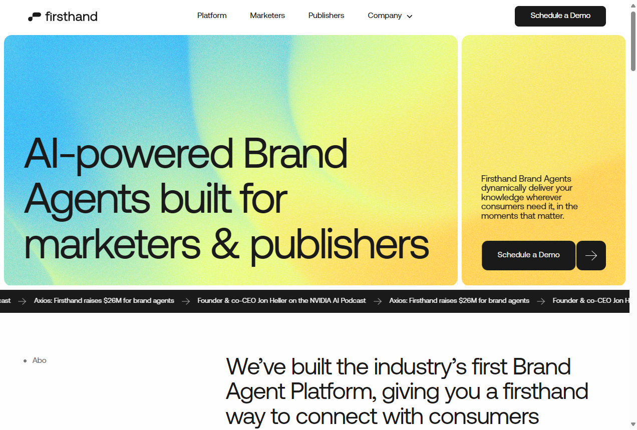 Firsthand Brand Agent platform