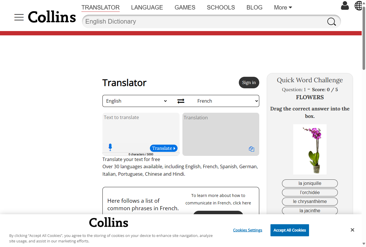 Collins法语英语翻译器