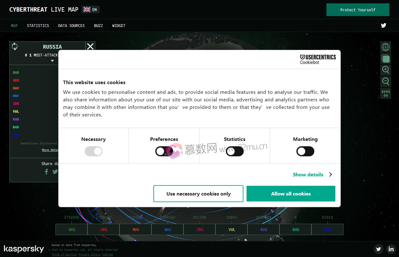 Kaspersky Cyberthreat live map