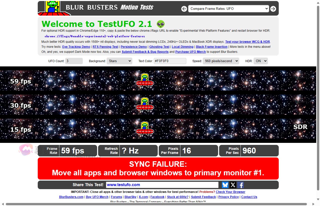 UFO Test: Multiple Framerates
