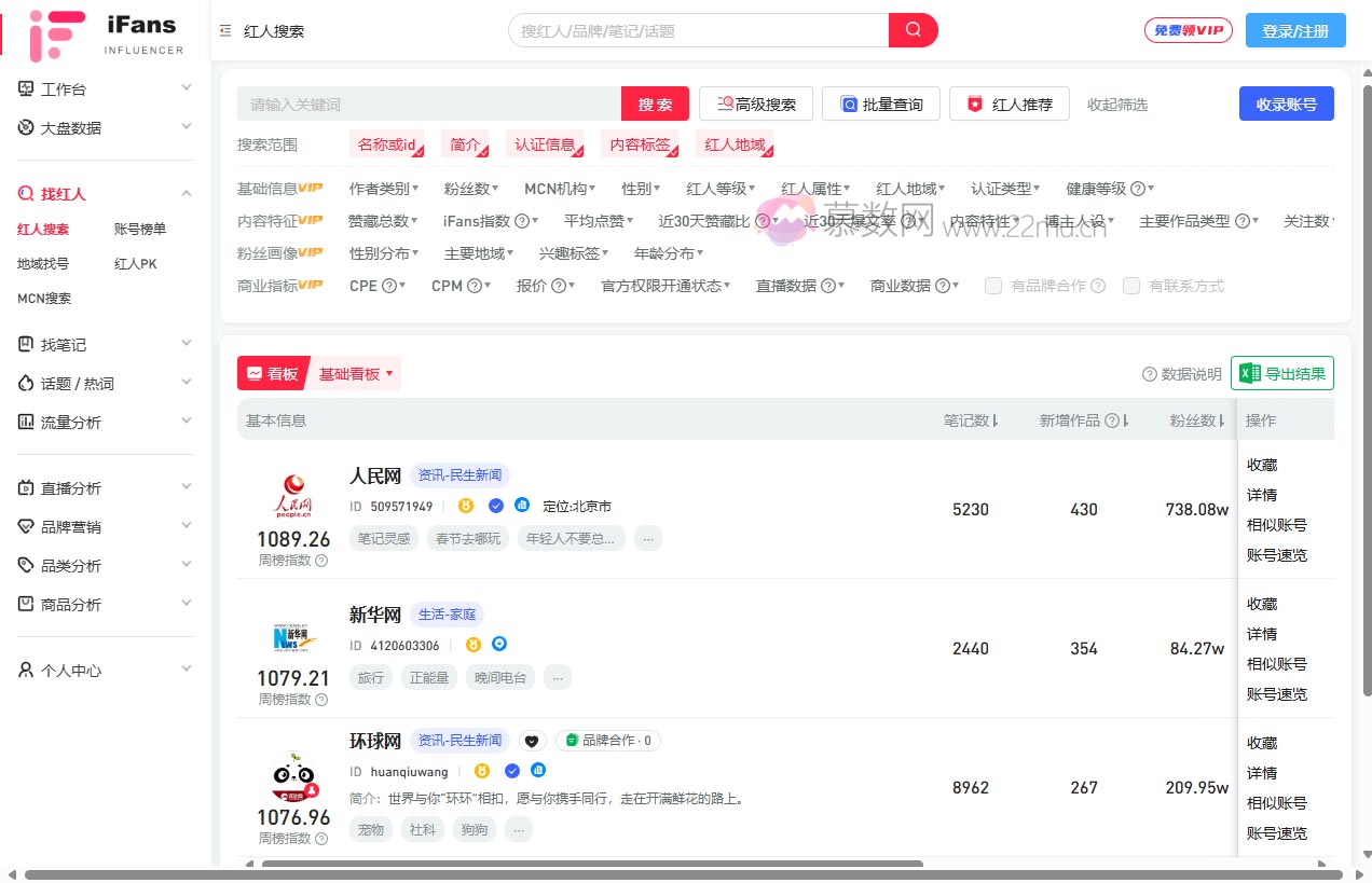 红人搜索 – iFans